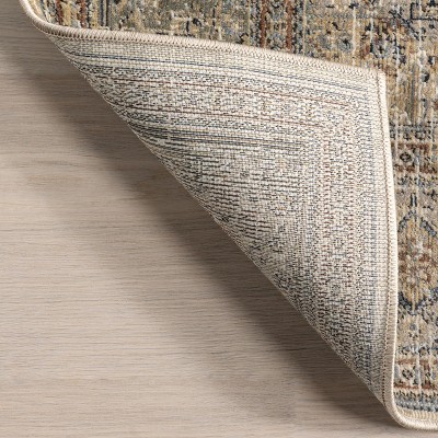Beige Rectangular Synthetic Non-slip Medallion Area Rug