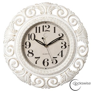 Clockswise Classic Round Decorative Hanging Wall Clock with Scroll Frame for Home Entryway Living Room Bedroom - 1 of 4