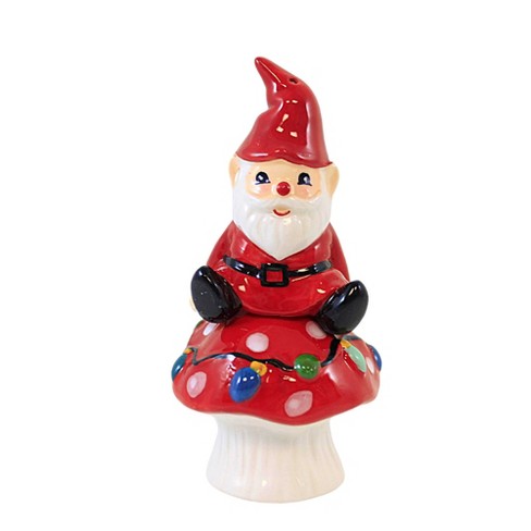 Ganz 3.75 In Gnome Mushroom Salt & Pepper Set Lights Holiday Festive