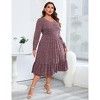 Plus Size Women's Ribbed Knit Maxi Dress - High Waist, Side Pockets, Round Neck Long Ankle-Length Dress - 4 of 4