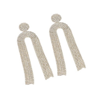 SOHI Women's Silver Bling Drop Earrings