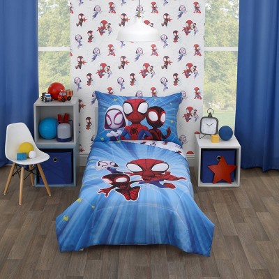 4pc Toddler Spidey and His Amazing Friends Reversible Bed Set