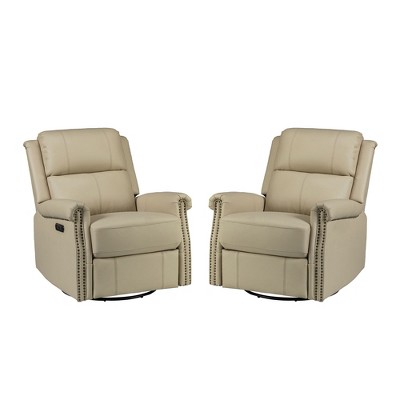 Set of 2 Lorenzo Genuine Leather Power Rocking Recliner | ARTFUL LIVING DESIGN
