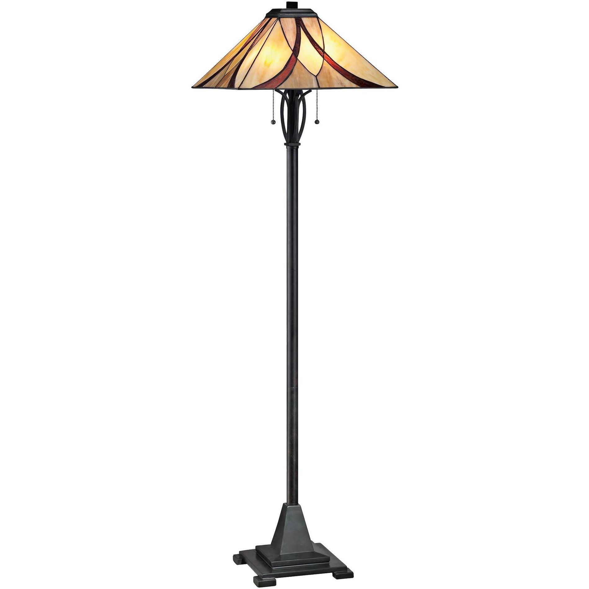 Quoizel Asheville 60" Valiant Bronze Tiffany-Style Glass Floor Lamp