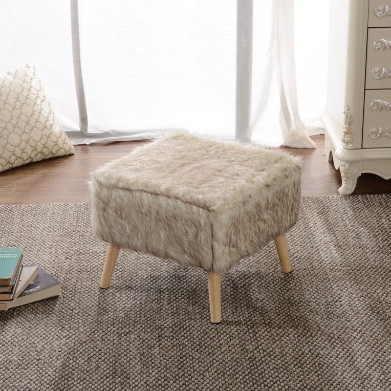 Cheer Collection 17" Square Faux Fur Stool, 5 of 9