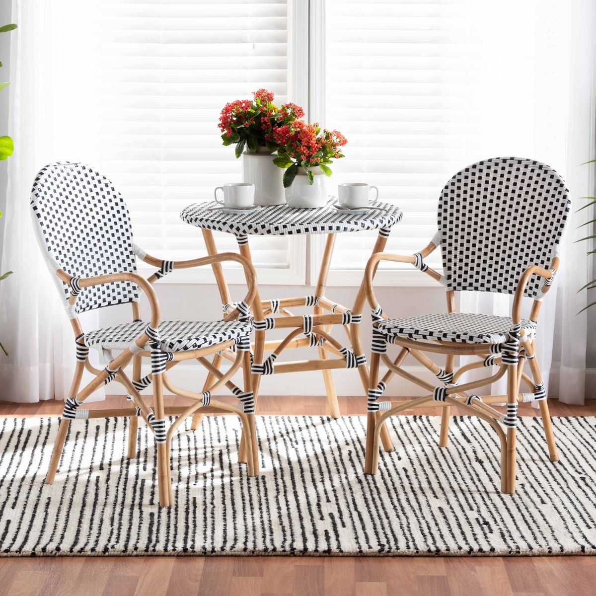 2pc Naila Rattan and Weaving Dining Chair Set Natural/Brown - bali & pari