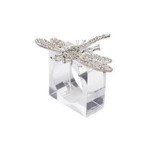 Saro Lifestyle Bejeweled Dragonfly Napkin Ring (Set of 4), Silver - 1 of 4