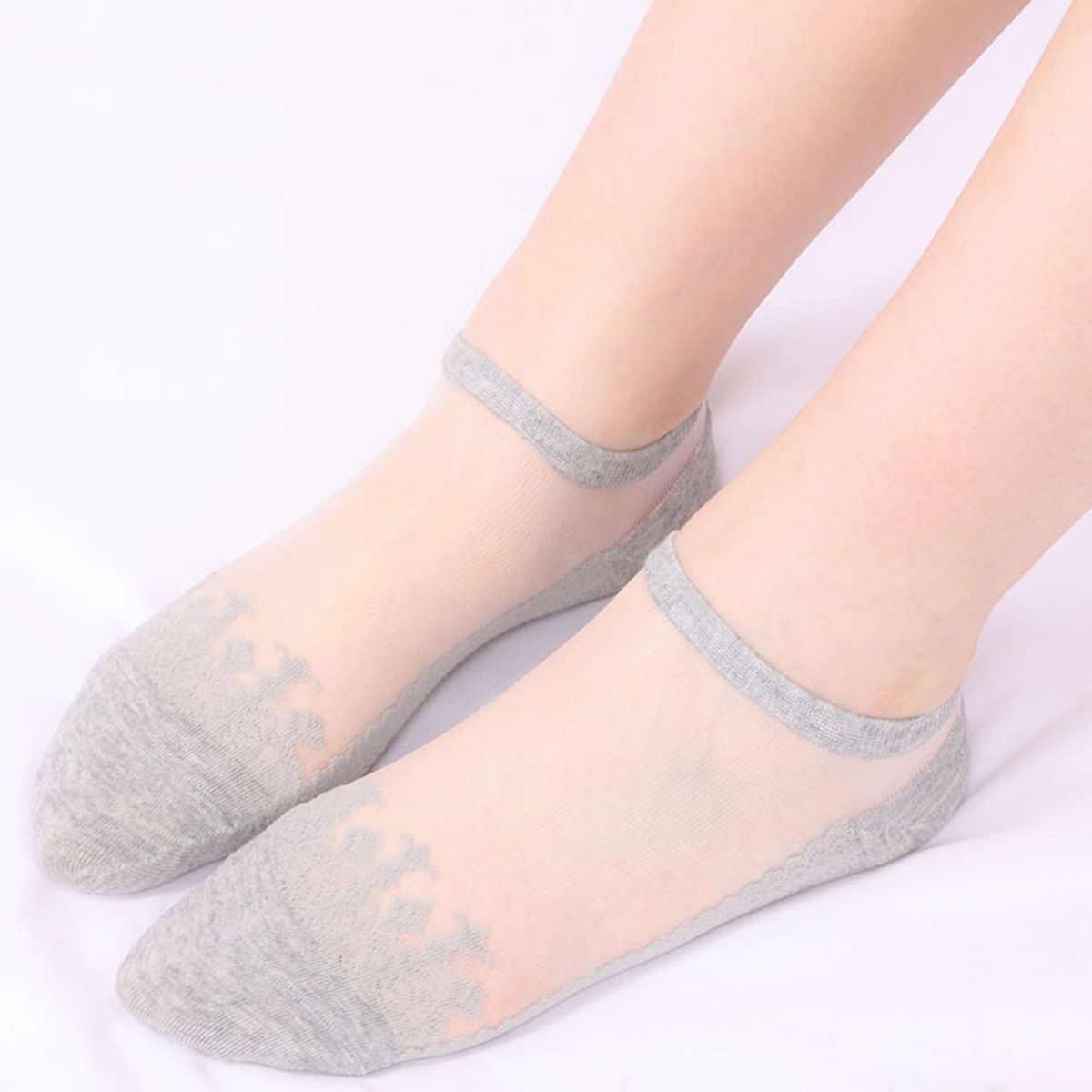 Anna-Kaci 6 Pairs Women's Sheer Mesh Ankle Socks with Soft Knit Sole and Delicate Lace Trim Lightweight Breathable Low-Cut Design - thumbnail 8