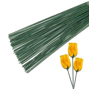 Unique Bargains Green Plastic Wrap Metal Floral Stem Wire for Flower Arrangements - 1 of 4