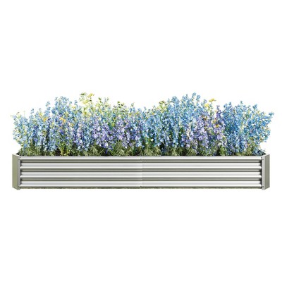 Lirago,91.34"L*44.69"W*11.81"H, Rectangle Galvanized Metal Raised Garden Bed - Large Outdoor Planter Box for Vegetables & Flowers, Silver