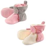 Hudson Baby Infant and Toddler Girl Cozy Fleece Booties 2pk, Lt Pink Cream