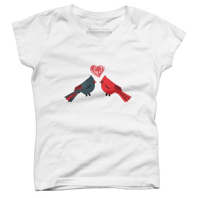 Girl's Design By Humans Birds in Love By sagaciousdesign T-Shirt