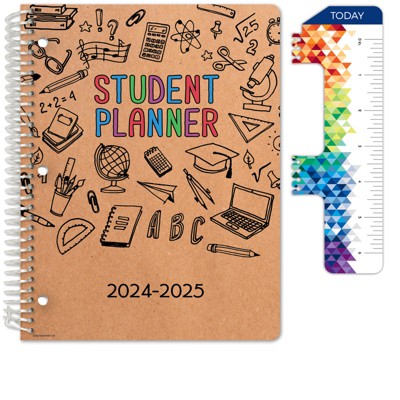 Global Datebooks Secondary Student Planner AY 2024-2025 - Block Style - 8.5"x11" (Kraft Doodles)