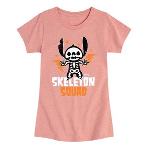 Girls' - Lilo and Stitch - Skeleton Squad Fitted Short Sleeve Graphic T-Shirt - 1 of 4