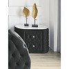Gulches Contemporary Oval Nightstand Faux Marble Top, Faux Crystal Tufted, 2 Drawers, 31.0"x19.0"x24.3"H - 2 of 4