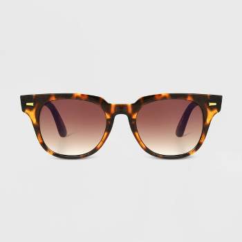 Women's Tortoise Shell Print Narrow Rectangle Sunglasses - Universal Thread™ Brown