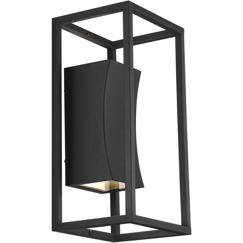 Possini Euro Design Modern Outdoor Wall Light Fixture Textured Black Dimmable LED Up Down 14" Sanded Glass Diffuser Up Down for Exterior Barn Deck, 5 of 8