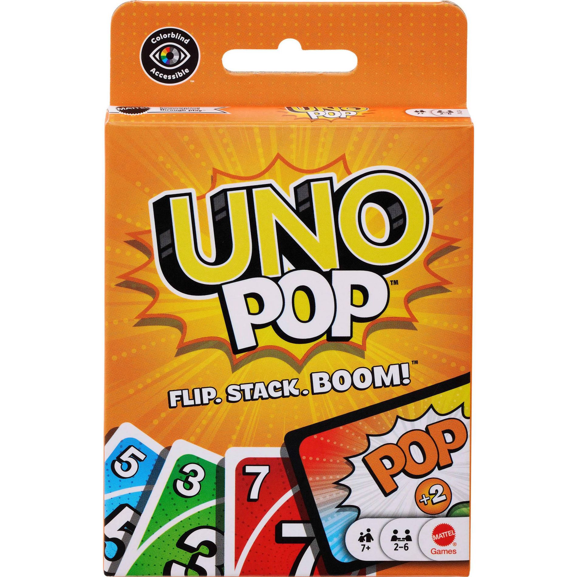 UNO Pop Card Game for Kids, Adult & Family Nights, 2-6 Players Ages 7+