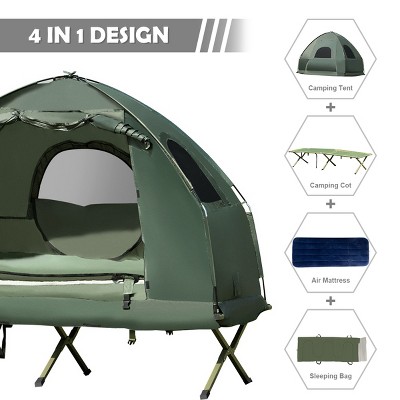 Green Four Season Solo Dome Camping Tent with Carry Bag