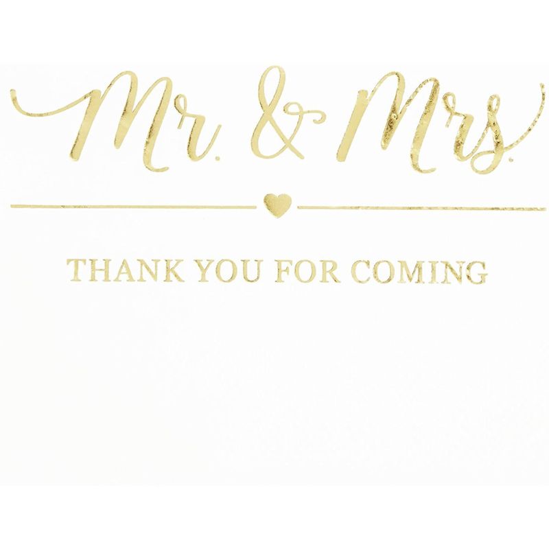 Sparkle and Bash 100x Mr Mrs Gold Foil Disposable Cocktail Napkins for Weddings Party, white 5 inch, 3 Ply, 4 of 7
