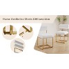 Mshliw Set of 2 Teddy Fabric Dining Chairs with Curved Backrest, Thick Foam Cushion and Golden Iron Legs, Modern Minimalist Chairs for Kitchen - 2 of 4