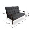 GDFStudio Norwood Mid-Century Modern 45.60" Upholstered and Rubberwood Loveseat, Charcoal Gray/Walnut - 3 of 4