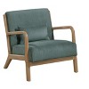 Sapphtopaz Modern Accent Chair with Lumbar Pillow Corduroy Upholstered Lounge Chair with Armrest Wood Accent Chairs for Living Room, Bedroom - 3 of 4