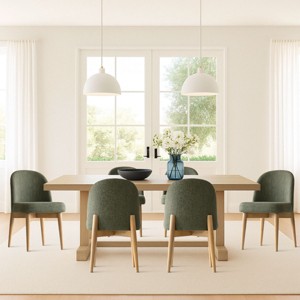Upholstered Linen Dining Chairs with Solid Wood Legs, Modern Armless Fabric Chairs for Dining Room or Kitchen Table-Maison Boucle - 1 of 4