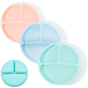WeeSprout Baby Plates with Lids, Food Grade Silicone Divided Plates for Kids - 3 Pack - 1 of 4