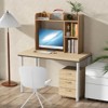 Tangkula Desktop Bookshelf 3-Tier Multipurpose Countertop Hutch Bookshelf for 27 Inch Monitor w/ 3 Upper Shelves & 2 Side Compartments White/Natural - 3 of 4