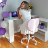 Resenkos Heart Love Shaped Back Design Office Chair With Adjustable Height, 360-Degree Rotating Wheels, Assembly Required, Linen, Pink - 3 of 4
