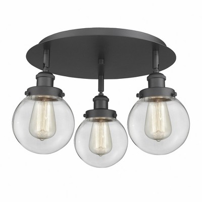 Beacon - 3 Light Flush Mount In Art Deco Style-9.63 Inches Tall and 17.75 Inches Wide