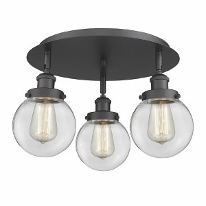 Beacon - 3 Light Flush Mount In Art Deco Style-9.63 Inches Tall and 17.75 Inches Wide - 1 of 1