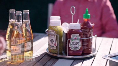 Stainless Steel Rotating Condiment Caddy with Utensil Holder