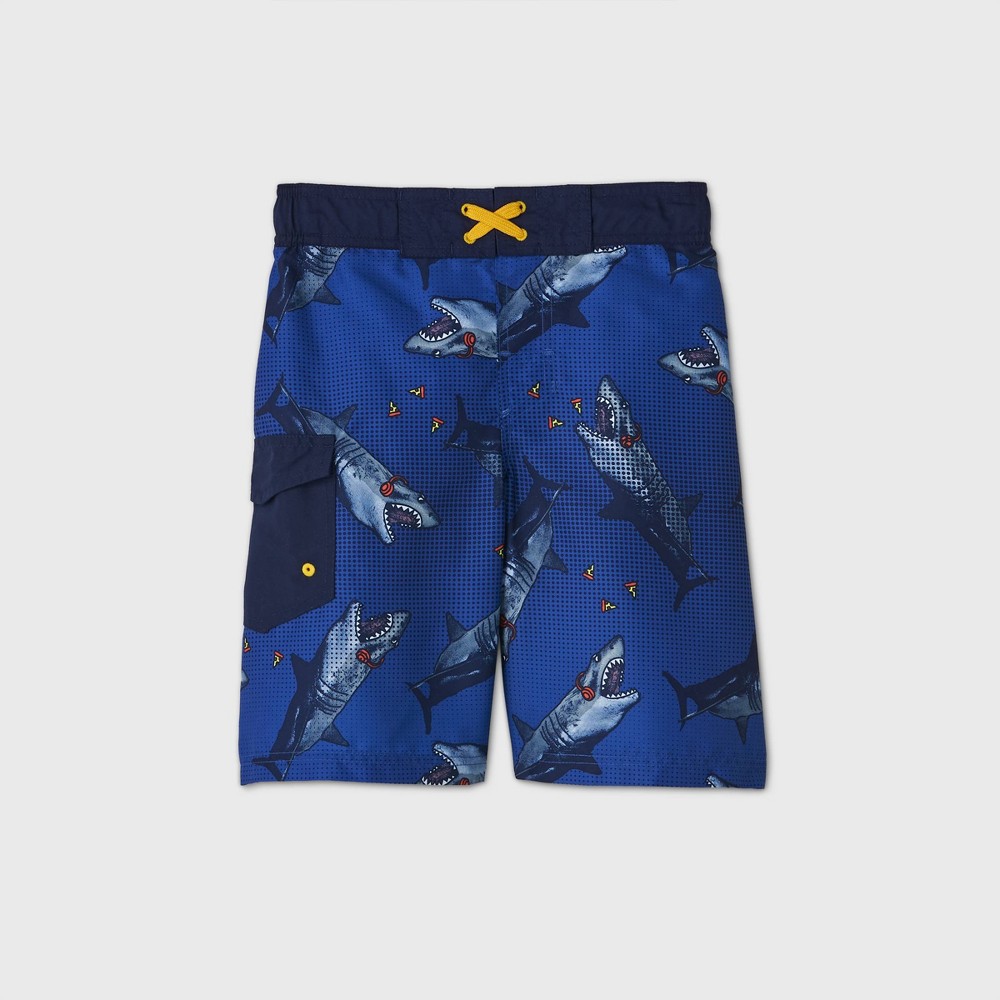 Boys' Shark Pizza Print Swim Trunks - Cat & Jack Blue, Medium 