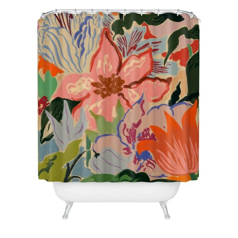 Summer Bouquet Shower Curtain - Deny Designs: 74 Inch Length, Microfiber, Machine Washable, Ring Top Hanging Style - image 1 of 2