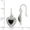 Black Bow Jewelry 14mm Black Onyx Heart Dangle Earrings in Antiqued Sterling Silver - 4 of 4