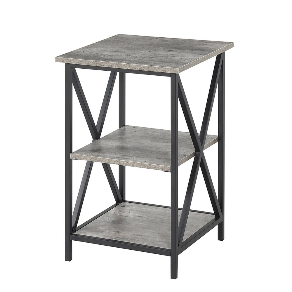 Breighton Home Tucson End Table with Shelves Faux Birch: Square Side Table, Metal Frame, Particle Board Top