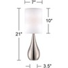 360 Lighting Evans Modern Accent Table Lamps 21" High Set of 2 Brushed Nickel Metal Teardrop White Cylinder Shade for Bedroom Living Room House Home - 4 of 4