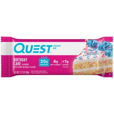 Quest Gluten Free Nutrition Protein Bar Birthday Cake - 4ct: 20g Protein, Chewy, Ready to Eat, 8.5oz