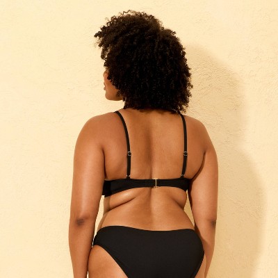 Shade & Shore Women's Ribbed Tab-Front Bralette Bikini Top - Shade & Shore™ Black M — фото 5