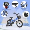 Infans 16 Inch Kids Bike w/Training Wheels & Handbrake, Fully Enclosed Chain, Adjustable Handlebar & Seat w/Basket, Blue Chessboard Pattern - 3 of 4