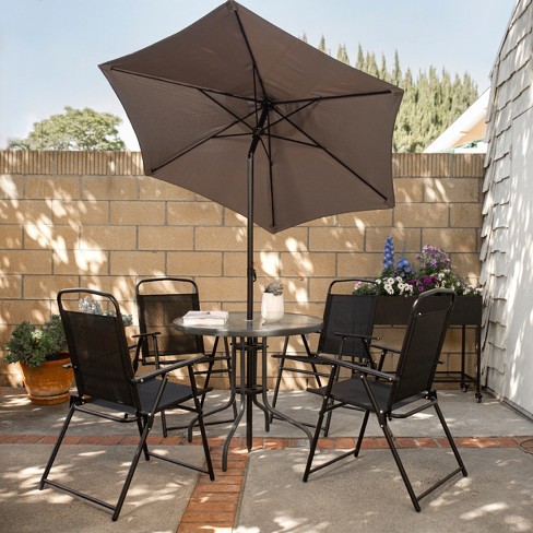 Grey patio discount set with umbrella