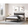 King Size Queen Size Metal Bed with Wood Headboard, Platform Bed Frame with Under Bed Storage,Easy Assembly Black_Queen - 3 of 4