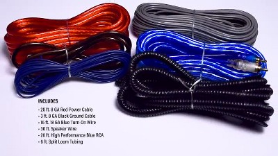 8-Gauge Complete Car Amplifier Installation Wiring Kit with Power and Speaker Cables