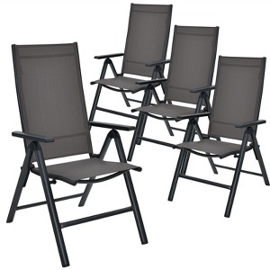 Tangkula 4 Pack Folding Dining Chairs Adjustable Reclining Back Chairs Suitable for Outdoor & Indoor Gray - 1 of 4