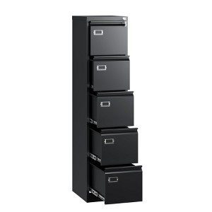 Mlezan 5-Drawer File Cabinet: Metal, Lockable,Narrow Design for Under-Desk Storage.Fits A4/F4/Letter/Legal Files,Assembly Required. - 1 of 4