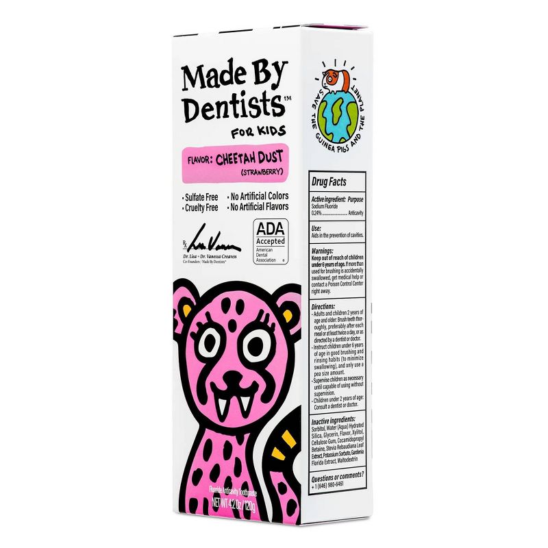 Made By Dentists Kids Cheetah Fluoride Anticavity Toothpaste -Strawberry - 4.2 oz, 4 of 8