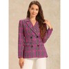 INSPIRE CHIC Women's Casual Fit Notched Lapel Double Breasted Plaid Formal Blazer - 3 of 4