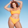Women's Colorblock Ultra High Leg Extra Cheeky Bikini Bottom - Wild Fable™ Orange/Pink - 3 of 4